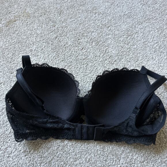 NWOT Victoria's Secret Dream Angels Black Lace Lined Demi Push Up Bra 34D - Picture 2 of 7